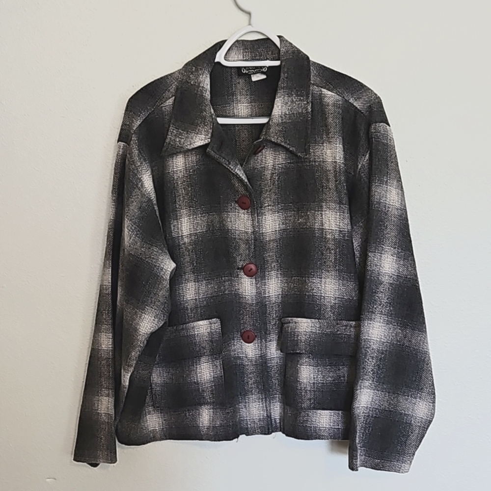 Streetwear Vintage wool blend flannel plaid shacket sz.L